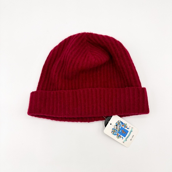 Portolano Red Knit 100% Cashmere Winter Hat - Picture 2 of 3